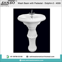 Lavabos sur pied en céramique blanche sur mesure SANSO OEM, à trou unique, de forme ovale, écologiques, pour lavage des mains, 20L, garantie 5 ans