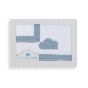 Juego de 3 Piezas de Ropa de Cama 100% Algodón para Cuna - Modelo Sólido Cloud, Sábana para Bebé con Técnica de Tejido - Product Image 1