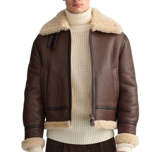 High Quality Men's Genuine Sheepskin Leather Fur Shearling B3 Bomber Jacket Eco-Friendly Windproof Winter Vintage Fashion Long - Product Image 1