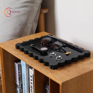 Plateau de service en marbre noir fait à la main avec plateau décoratif unique plateau de service plaqué alimentaire pour maisons et hôtels, nouvel arrivage - Product Image 2