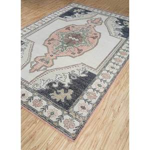 Tapis en laine ivoire noués à la main Erbe 9x12, motifs rectangulaires médaillon patchwork pour adolescents, pour la décoration de la maison et du salon - Product Image 2