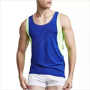 Scoop Neck Slight Stretch Sports Tank Top, Cami Top, Men's Summer Gym Solid Color Dry Fit Sleeveless Active Workout The Bodybuilding and Fitness