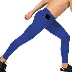 Collants de sport de gymnastique pour hommes, leggings de compression à taille élastique, à séchage rapide, respirants, avec poches en nylon/élasthanne - Product Image 6
