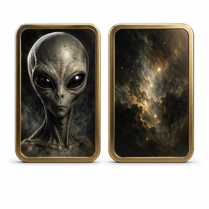Ensemble <span class=keywords><strong>de</strong></span> cartes d'art métalliques <span class=keywords><strong>de</strong></span> collection en laiton, thème Alien, Ovni, Espace, <span class=keywords><strong>Nébuleuse</strong></span>, avec cadre doré et support <span class=keywords><strong>de</strong></span> présentation, décoration <span class=keywords><strong>de</strong></span> grotte d'homme sur le thème <span class=keywords><strong>de</strong></span> la science-fiction, cadeau - Product Image 1