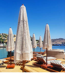 Super vente Housse de parasol style bohème en macramé, Livraison rapide Housses rondes pour parasol en jonc de mer/chaume/noix de coco/palmier - Product Image 3