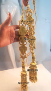 Borlas con Cuentas Doradas, Flecos Metálicos y Cordón, Borlas Hechas a Mano, Borlas Decorativas con Cuentas de Tamaño Personalizado - Product Image 5