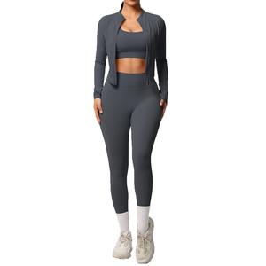 Conjunto Deportivo de Yoga para Mujer, Personalizado, Otoñal, Sin Costuras, Transpirable, Suave, de Spandex/Poliéster, Sujetador Deportivo y Leggings Cómodos para Entrenamiento - Product Image 6