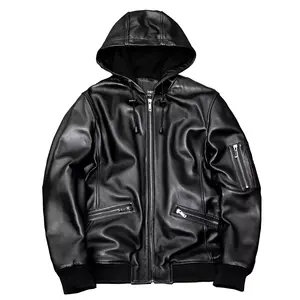 Mode hommes vestes en cuir automne couleur unie veste populaire Simple décontracté mâle veste - Product Image 1