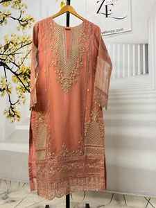 Traje Salwar de gasa pakistaní e indio de 3 piezas cosido Shalwar Kameez para bodas y fiestas - Product Image 3