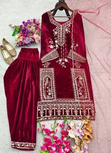 Designer Velvet Top & Dhoti-Patiyala & dupatta - Product Image 2