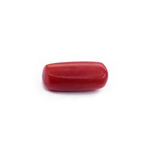 Natural Japanese 7.15 Ratti Coral <b>Beads</b> <b>Red</b> and White Oval Loose <b>Bead</b> Made of Bone and Shell - Product Image 1