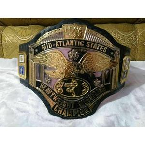 Ceinture de championnat de lutte poids lourd NWA Mid-Atlantic States en métal zinc et cuir de vache véritable, équipement sportif, garantie 7 jours - Product Image 6