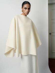 2025 Top Sales Kaila Emb Cashmere-Blend <b>Cape</b> Round Neck Clothing Spring 2025 High-Quality Fabric <b>Women'S</b> Clothing Vietnam - Product Image 5