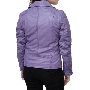 Meilleur matériau 2025 veste en cuir véritable pour femmes Top Design vente en gros veste traitement brut - Product Image 2