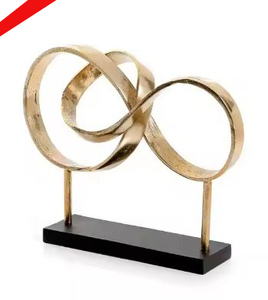 Escultura decorativa con acabado dorado de diseñador de alta venta 2025 con base de madera para decoración del hogar - Product Image 5