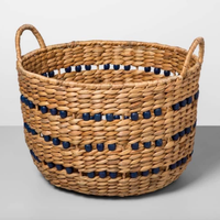 Panier de rangement pliable en jacinthe d'eau, écologique, avec couvercle, pour linge, serviettes de bain, vêtements, organisation multi-usages pour la maison