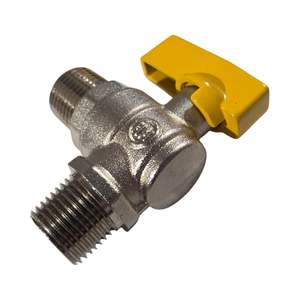 Vanne à gaz sphérique HM 1/2" type SNG M/M ou M/F en laiton nickelé avec levier jaune pour gaz naturel/GPL - Product Image 2