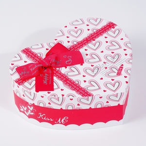 Baskılı Logo sert kağıt karton çikolata çiçek hediye ambalaj kapağı ve taban aşk kalp şekilli takı kutuları toptan - Product Image 6