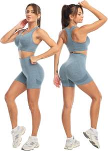 Conjunto Deportivo de Yoga de Dos Piezas para Mujer, Tallas Grandes, Transpirable, de Secado Rápido, con Sujetador Deportivo y Pantalones Cortos, Elástico en Cuatro Direcciones, de Alta Calidad - Product Image 2