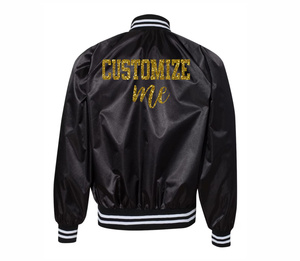 Chaqueta bomber de satén de seda personalizada de talla grande Lisa se puede personalizar chaquetas bomber para hombres chaqueta universitaria de alta calidad - Product Image 2