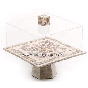 Creative Mother of Pearl Cake Stand With Lid and MOP Knob for Hotel and Restaurant <b>Large</b> Cake Serving Stand at Affordable Price - Product Image 4