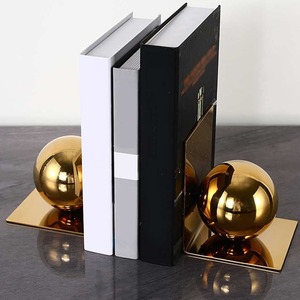 Luxury Modern <b>Gold</b> Abstract Metal Bookends with <b>White</b> Marble Handmade Attractive <b>Desk</b> Organizer Table Decorative Bookends - Product Image 5