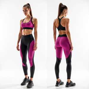 Conjunto de Yoga de talla grande personalizado de otoño para mujer transpirable LICRA/poliéster cómodo logotipo frontal patrón elegante de calle de longitud completa - Product Image 3