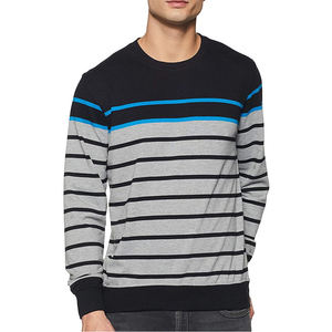 Suéter de punto a rayas para hombre, cuello redondo, corte regular, informal, para otoño, MOQ bajo, sudaderas para hombre en venta - Product Image 5