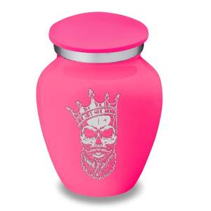 Urna de recuerdo de cremación de aluminio esmaltado blanco Abrazo Diseño de calavera blanca Tira de pegatinas Acabado de peltre. - Product Image 6