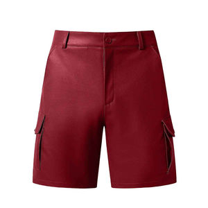 <b>Men</b> Cargo PU <b>Leather</b> <b>Shorts</b> Stretch Slim Multi Pockets Motorcycle, Fashion and Custom OEM - Product Image 4