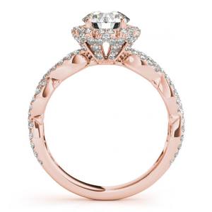 Anillo de Compromiso y Conjunto Nupcial Halo Diamond en Oro Rosa de 14k 0.83ct - Product Image 1
