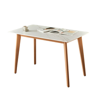 Nouvelle table à manger rectangulaire moderne en bois blanc réglable en hauteur pour la cuisine et la salle à manger