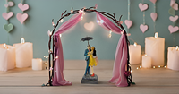 Résine Romantique Amour Couple Parapluie Statue Figurine Standard Multicolore Métal Artisanat Saint Valentin Cadeau Petit Ami Mari Femme