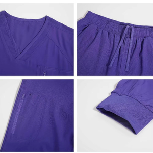 Conjunto de Uniforme Médico Personalizado de Fábrica para Hombre, Conjunto de Uniforme Médico con Cuello Redondo y Manga Corta Elástica, Pantalones Jogger - Product Image 3