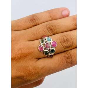 แหวนพลอยทัวร์มาลีนแบบหลายขอบเป็นของขวัญสำหรับผู้หญิงแหวน925เงินแท้แบบมินิมอลเครื่องประดับสำหรับงานแต่งงานขายส่งเป็นจำนวนมาก - Product Image 3