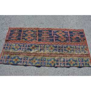 Alfombra turca vintage, diseño de retazos étnico, azul y rojo, área grande clásica, látex de lana de 2,4x4,9 pies para pasillo rectangular para adolescentes - Product Image 3