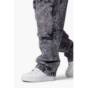 Vaqueros Cargo V741 Gris Lavado Ácido Intenso 100% Algodón Negro de 13 oz, Corte Holgado/Relajado - Product Image 1