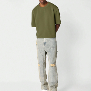 Camisetas cortas transpirables de algodón 100% de punto de peso pesado para hombre, manga corta, ajuste Regular - Product Image 6