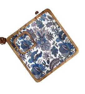 ถาดไม้ทรงสี่เหลี่ยมพร้อมสติกเกอร์ดีไซน์ชิปและถาดจุ่มสำหรับร้านอาหารที่เสิร์ฟขนมและถาดกาแฟ - Product Image 1