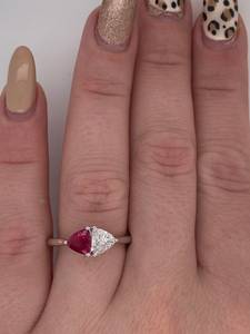 แหวนเพทายทับทิมพิเศษ925เงินสเตอร์ลิงนกพิราบสีแดงเลือดล้านล้านล้านตัดพม่าได้แรงบันดาลใจจากเครื่องประดับอัญมณีหรูหรา - Product Image 3