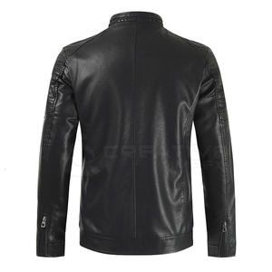 Vente chaude hommes veste en cuir toile col montant peau de vache coupe-vent respirant à capuche hiver mode - Product Image 2