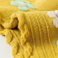 Chaussettes en coton tricoté avec broderie florale 3D, matière douce et chaude, logo personnalisé, pour femmes, boutique, usage quotidien automne-hiver