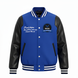 Veste universitaire de créateur de mode, corps en laine, manches en cuir, patchwork personnalisé - Product Image 4