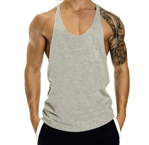 100% Cotton <b>Men's</b> Gym <b>Training</b> Singlet Casual Jogger Tank Top <b>Vest</b> Breathable Fitness Shirt with Washed Bodybuilding Brand - Product Image 1