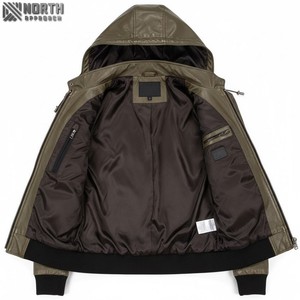 Nueva chaqueta de cuero genuino de alta calidad 100% directa de fábrica más chaqueta de cuero con cremallera de moda para hombres cremallera de cuero Hoo - Product Image 6