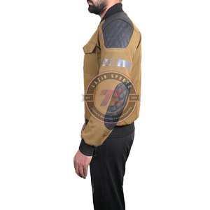 Chaqueta bomber varsity para motociclistas, impermeable, de tela softshell, con parches de seguridad en los hombros y codos de cuero vacuno genuino. - Product Image 4