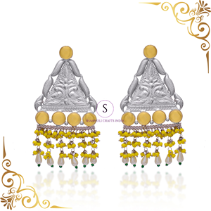 Traditional Silver <b>Oxidized</b> Designer Jhumkaas Earrings Beautiful Golden Latkan Work Earrings for Womens for Wedding Party 's - Product Image 3