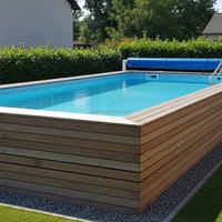 Piscine rectangulaire en bois sur mesure avec structure durable, piscine extérieure moderne pour villa, resort, jardin, patio