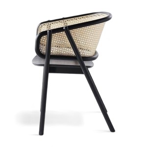 Sillón de balcón de ratán de madera de teca maciza negra contemporánea para interiores para el hogar, oficina, almacén, cocina, comedor, gimnasio, aplicación - Product Image 4