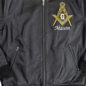 Mason แจ็คเก็ตหนังแท้100%, เสื้อแจ็คเก็ตสีดำสำหรับผู้ชายตรา Mason ปักลาย - Product Image 6